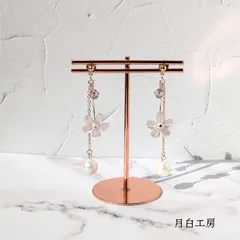 NO.155　【数量限定】お花　パールビーズ　クリスタルガラス　ライトアメジスト　ピアス