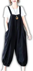 Dep Club オールインワン レディース 夏 大きいサイズ サロペット セットアップ オーバーオール 草刈り 作業着 サロペットパンツ きれいめ おしゃれ 低身長(ブラック,  L)