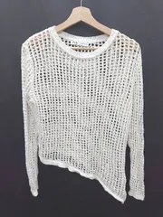 ◇ Θ ZARA ザラ コットン 長袖 ニット サイズL アイボリー レディース P  【1409250011559】
