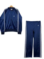USA製 70s adidas ATP Track Jacket & Pants 紺 XL アディダス トラックジャケット パンツ ジャージ セットアップ KEYROLAN ネイビー 古着