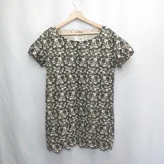 ◇ ⊂ JOURNAL STANDARD L'ESSAGE リネン100% 花柄 半袖 ミニ ワンピース サイズ表記なし ブラック ベージュ レディース E  【1502180036651】