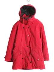 【お得なクーポン配布中!】 90s エルエルビーン ナイロン ダウン ジャケット レディース S 古着 オールド LLBEAN アウトドア フード ハーフ コート ブルゾン マンパ 赤