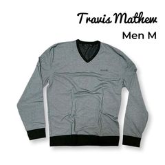 Travis Mathew トラヴィスマシュー Vネック スウェット トレーナー プルオーバー ワンポイント 無地 長袖 メンズ Mサイズ グレー ゴルフウェア