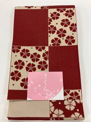 «花ラブリ»HO506　新品　単衣　半巾帯　1500-N19　なでしこ？　赤系　レッド系　夏祭り　花火大会　袴下帯　卒園式　卒業式