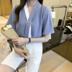 ☆ ブルー ☆ M ☆ ブラウス トップス レディース 半袖 夏 おしゃれ bls9865 レディース 半袖 ブラウス シャツ トップス プル オーバー フリル袖 可愛い おしゃれ きれいめ 通勤 通学 夏 涼しい お出かけ 大人 上品 ゆったり 春 夏