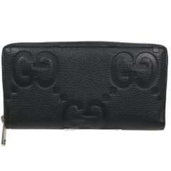 グッチ 長財布 メンズ ジャンボGG ジップアラウンドウォレット ロングウォレット ラウンドファスナー GUCCI 739484 レザー    ブラック 黒 シルバー金具 美品【中古品】
