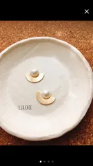 半円ゴールド×パール  ノンホールピアス（ピアス可）