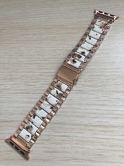 38/40mm アップルウォッチ バンド 調整器具付属 ベルト ステンレス Apple Watch ピンク×ホワイト 38P×W3