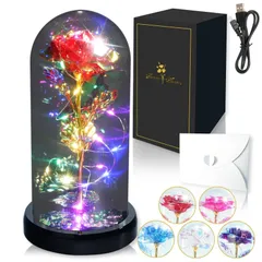 【人気商品】バラ ForeverFlowers 結婚記念日 】造花 プレゼント 妻 光る花 彼女 バレンタイン ホワイトデー 【笑顔咲ク 誕生日 母の日 枯れない花 クリスマス [レッド フラワーライト オーロラライト USB電池両用]