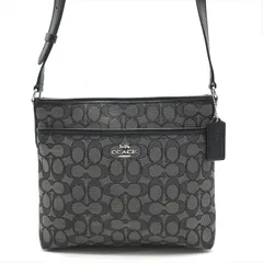 超美品 COACH コーチ シグネチャー ショルダー バッグ 斜め掛け レザー キャンバス ブラック グレー レディース ブランド かばん k6484
