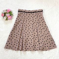 4341 ー大特価ー 良品★ 【ketty】 ケティ レディース フレアスカート膝丈 (M)  日本製 ドット 水玉 ブラウン LO43