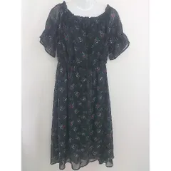 ◇ INGNI イング 花柄 オフショル 半袖 膝丈 ワンピース サイズM ブラック レッド マルチ レディース  【中古】 【1206090002088】