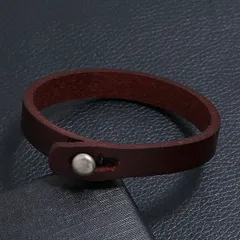 【SHOPS】 ブレスレット レザー メンズ レディース バングル レトロ アクセサリー 革 ブラウン I038