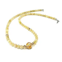 ミルキーゴールドルチルクォーツ開運昇竜手彫り金箔水晶天然石ワイヤー仕上げネックレス金運健康運