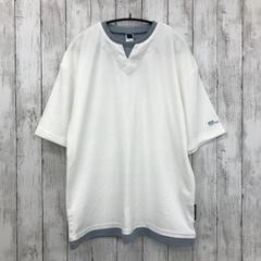 【 BASE CONTROL 】ベースコントロール キーネック フェイクレイヤード Tシャツ ホワイト×ブルー  FREE