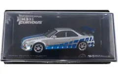 【中古】ミニカー [単品] 1/43 Nissan Skyline GT-R R34(シルバー×ブルー) 「ワイルド・スピード カーコレクション 2号」 付録のサムネイル