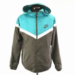 NIKE★ナイロン/中綿ブルゾン/ジャケット【メンズM/茶×ミントグリーン系】フルジップ/フーディー/両サイドポケット/ナイキ◆BC748