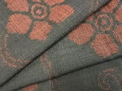 平和屋着物▽結城ちぢみ　単衣　花唐草文　正絹　逸品　AAAZ9352fy