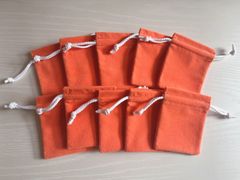 スエード風 角型巾着ポーチ Sサイズ オレンジ 10枚セット