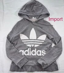 adidas グレーフード付きパーカー S-15