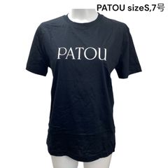 美品 パトゥ PATOU Tシャツ トップス 半袖 丸首 ブラック 黒 プリント柄 コットン  S,7号 レディース S5Q544