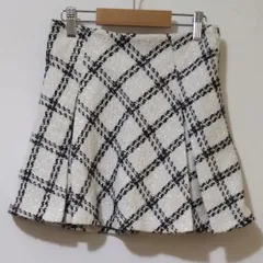 【グレイル】GRL・　ダイヤチェック柄・ツイードフレアミニスカート・サイズ・S・カラー・アイボリー