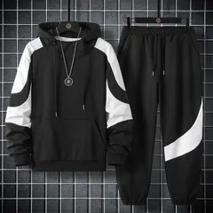 上下セット メンズ セットアップ パーカー ロングパンツ 2点セット 切り替え おしゃれ カジュアル 春服 春物 長袖パーカー スウェットパンツ プルオーバー ボリュームネック スウェットパーカー xiaokb115