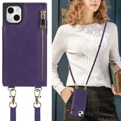 iPhone13 mini 5.4（2021）スマホ 携帯 用 ケース 肩掛け 首かけ 斜めがけ ショルダー ケース 肩掛けストラップ ファスナー iPhone13 mini 手帳型 ケース iPhone13 5.4 ケース 手帳型 クロスボディケース ショル