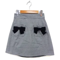 エブリン evelyn スカート フレア ミニ ギンガムチェック リボン バックジップ 黒 ブラック /NT11
