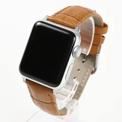 Apple Watch 対応ベルト コンパチブル 時計バンド クロコ型押し 本革レザー アップルウォッチ交換ストラップ iWatch 38mm 40mm 41mm 42mm 44mm 45mm Watch  [ライトブラウン] [38mm/40mm/41mm]