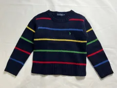 【210890】RALPH LAUREN ラルフローレン  ウール長袖セーター 男の子　マルチカラー　ボーダー　 110  ・ 濃紺