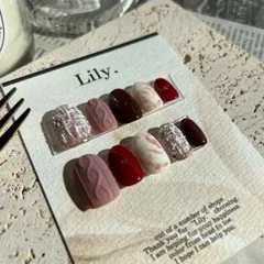即納◎ バレンタインネイル　ピンクネイル　ニュアンスネイル　ニットネイル　マットネイル　ツイードネイル　マグネットネイル