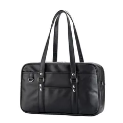 【数量限定】茶色 大容量 PU 鞄 制服 黒 JK 学生 高校生 女子 通学 スクバ 合皮 スクールバッグ [Osteenii]