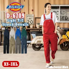 ディッキーズ Dickies D-6709 サロペット ツナギ レッド 夏用 ライトT/Cストレッチオーバーオール つなぎ 接触冷感 UVカット ストレッチ 続服 農作業 造園 DIY キャンプ 車 整備 作業服 『XS～3XL』