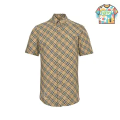 【今日WTO】バーバリー 25SS シールド刺繍チェック柄半袖シャツ-SN27