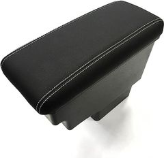 ニッサン 2代目 ノート 車用アームレスト車内収納ボックス 車種専用設計 小物入れ 肘掛け 肘置き 収納 アクセサリー カー用品 装着簡単 落下防止 疲労を軽減 インテリア パーツ (ノート E12, ブラック＆白ステッチ)