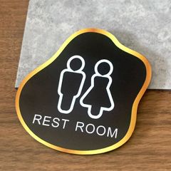 【送料無料】REST ROOM・TOILET　金枠　白枠サインプレート トイレ 室名札 部屋名札 扉サイン ドアサイン ルームサイン
