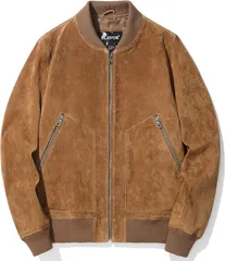 FLAVOR メンズ スエード レザージャケット フライト ボンバー 軽量 バイクライダースジャケット 春秋(ブラウン,  3XL)