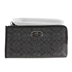 新品 COACH コーチ シグネチャーロゴ コーティング キャンバス L字 ジップ ロング ウォレット (52462B) グレー系 財布 ファッション 雑貨 小物【メンズ】