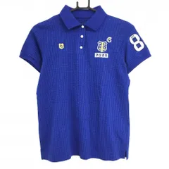 ★値下げ★パーリーゲイツ 半袖ポロシャツ ブルー ストライプ サッカー生地 レディース 1(M) ゴルフウェア PEARLY GATES