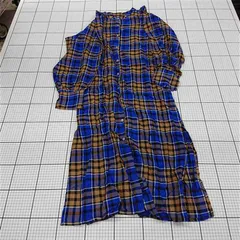 ◇ Θ mystic ミスティック シャツ チェック 長袖 ロング ワンピース ベーシックブルー系 レディース E  【1509100067665】