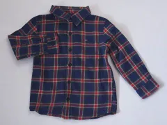 トミーヒルフィガー tommy hilfiger アウトレット 子供服 男の子 約 100cm 半袖 シャツ チェック 紺 赤 春 夏 秋 冬 ★3 トップス ボーイズ 男児 キッズ プチプラ 【中古】 ユーズド リサイクル こども