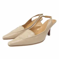 マックスマーラ MAX MARA パンプス ポインテッドトゥ バックストラップ オープンヒール レザー 皮革 ベージュ 37 24cmのサムネイル