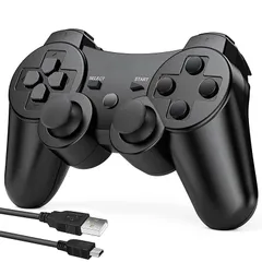 PS3 コントローラー 【2024新登場】500mAh大容量 バッテリー 無線Bluetooth接続 10時間連続使用 USB ケーブル 振動機能 ワイヤレス3コントローラー P3/PC対応 中型語説明書付き 1
