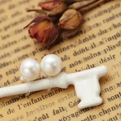 イヤリング レディース 8mm珠パールのノンホールピアス バックパール付き ポリプロピレン製樹脂パーツ 日本製 フェイクパール イアリング 低アレルギー 定番 王道 シンプル