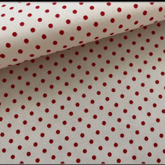 110cm×50cm 生地 アイボリー×レッド ドット柄 ブロード