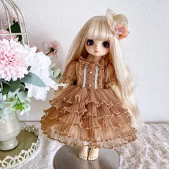 JANAYA ハンドメイド　幼SD服　茶色レースワンピース　2点セット