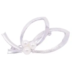 MIKIMOTO ミキモト リーフモチーフ ブローチ シルバー/パール3粒