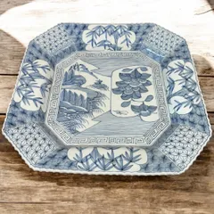 伊万里焼　古伊万里　山水文大皿　飾皿　直径40cm V　R3581C 伊万里焼 古伊万里 山水文大皿 飾皿 直径40cm V R3581C