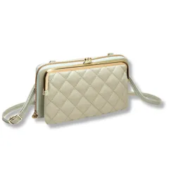 [ALVEIN] お財布ポシェット がま口 ショルダーバッグ 斜めがけ ポーチ 旅行 出張 入院 ウォレット 長財布 携帯ポーチ 横向き 財布ショルダー キルティング (グリーン) [グリーン]